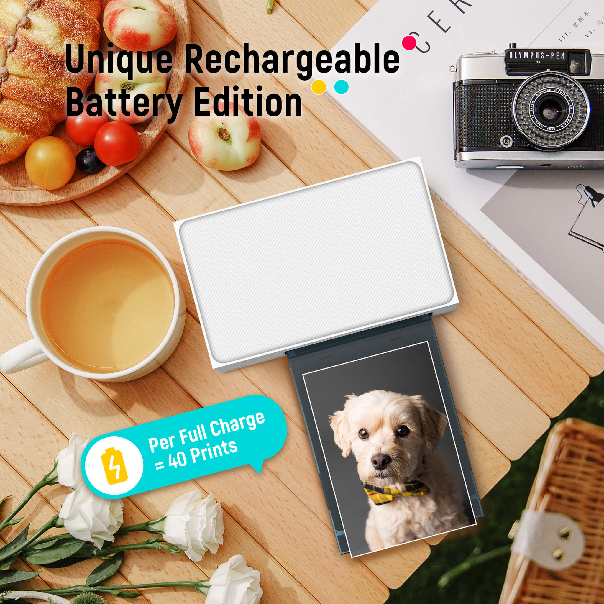 Amber Instant Photo Printer Built-in Rechargeable Battery M200