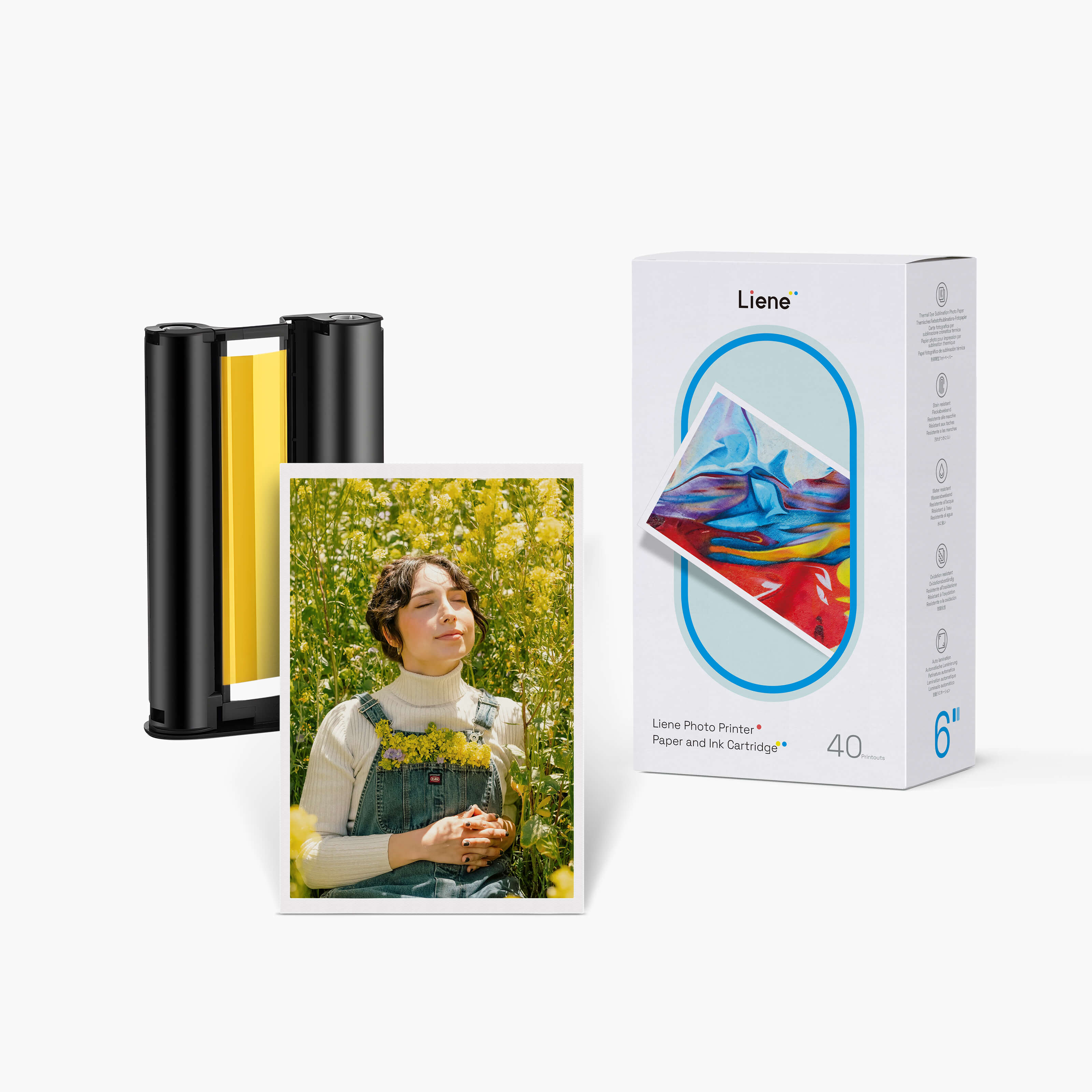 Amber 4x6" Photo Printer Paper 40 Sheets & 1 Ink Cartridge Refill