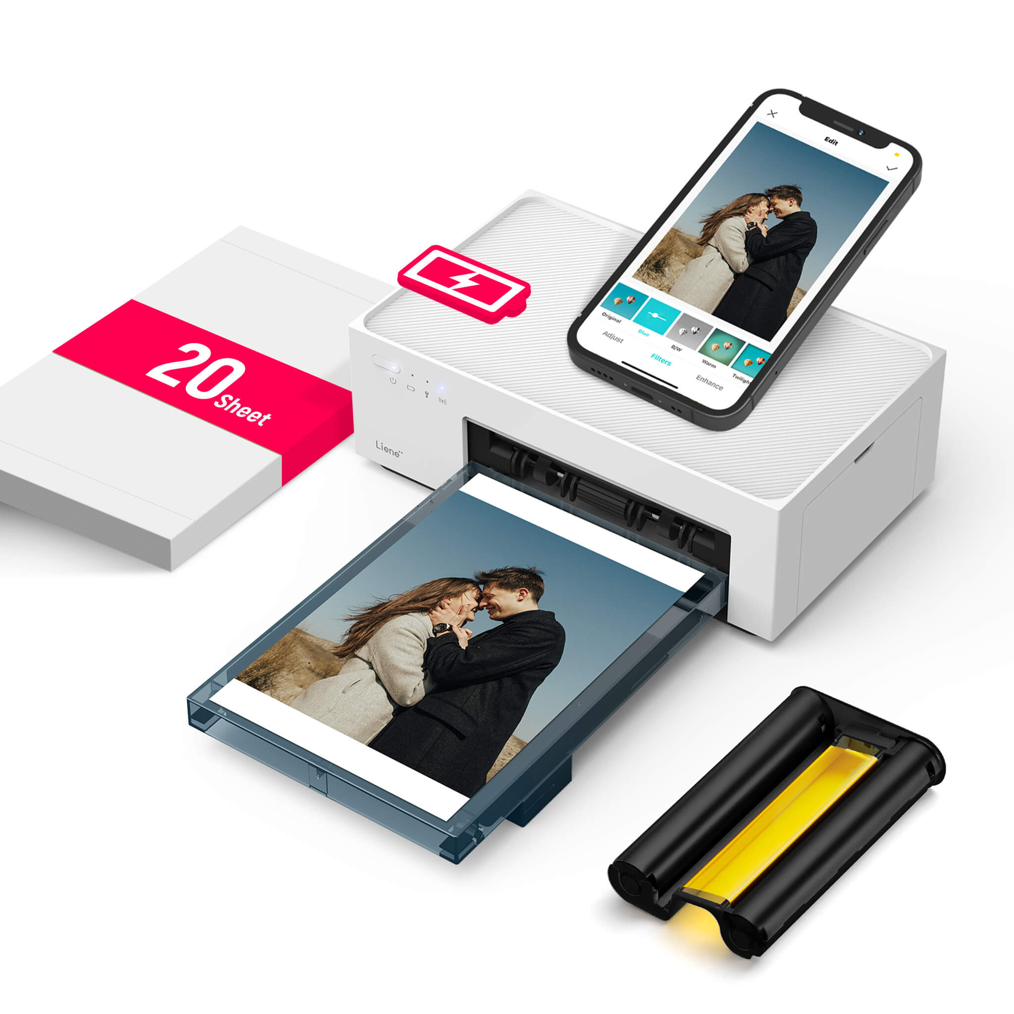 Amber Instant Photo Printer Built-in Rechargeable Battery M200