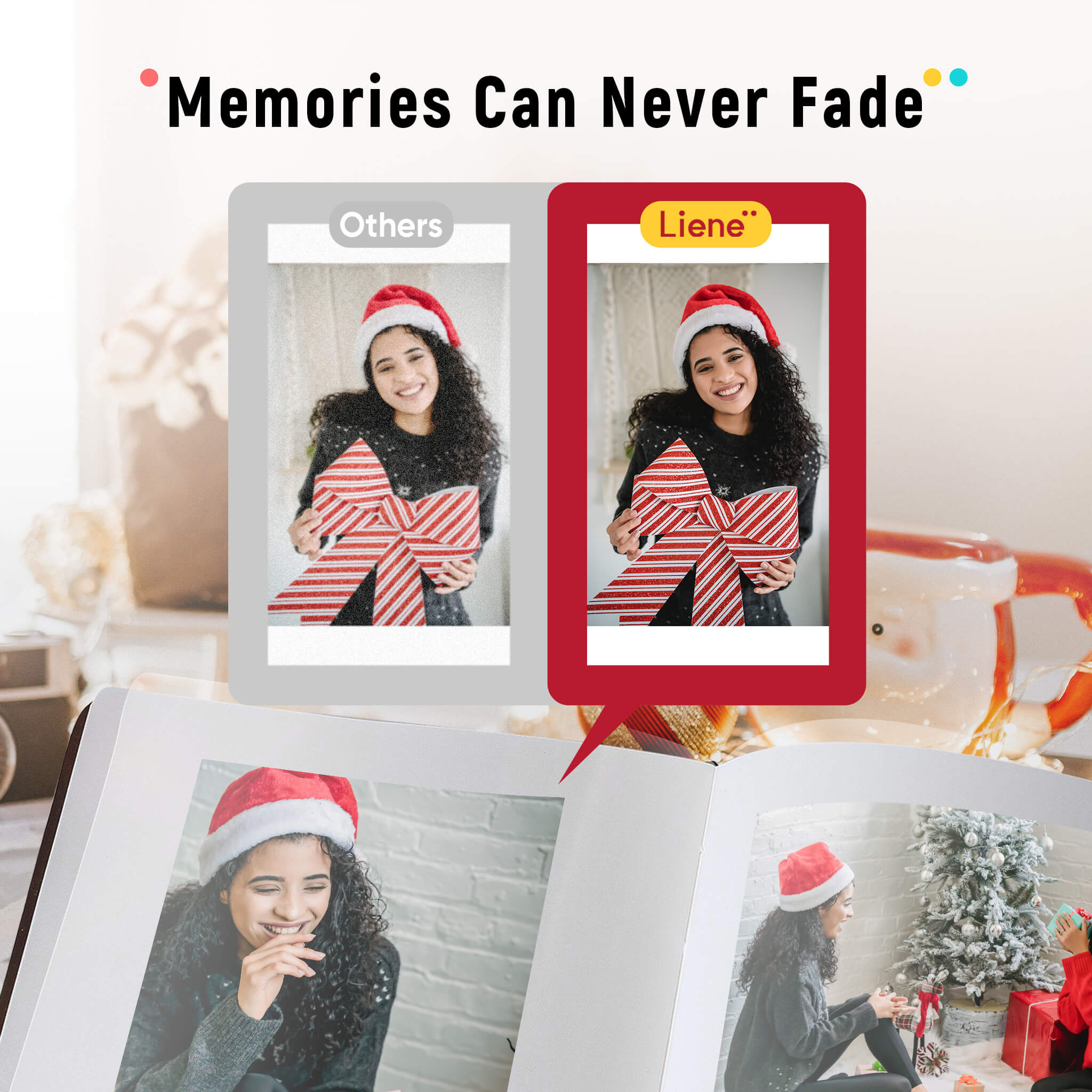 Liene Amber 4x6 Instant Photo Printer White (100 Sheets + 3 Cartridges)