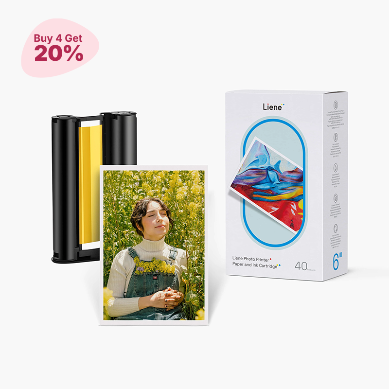 Amber 4x6" Photo Printer Paper 40 Sheets & 1 Ink Cartridge Refill