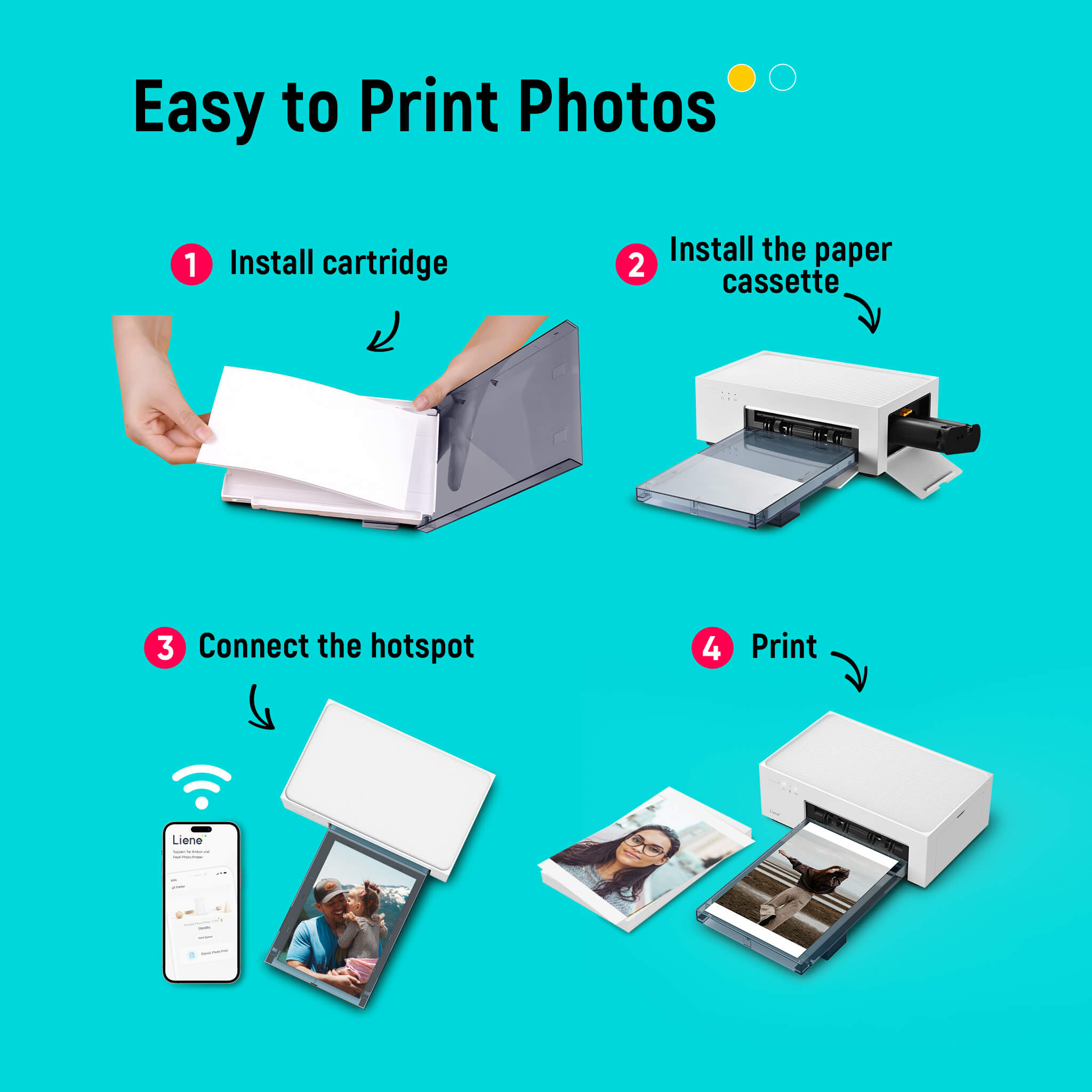 Amber 4x6" Instant Photo Printer M100 (100 Sheets + 3 Cartridges)