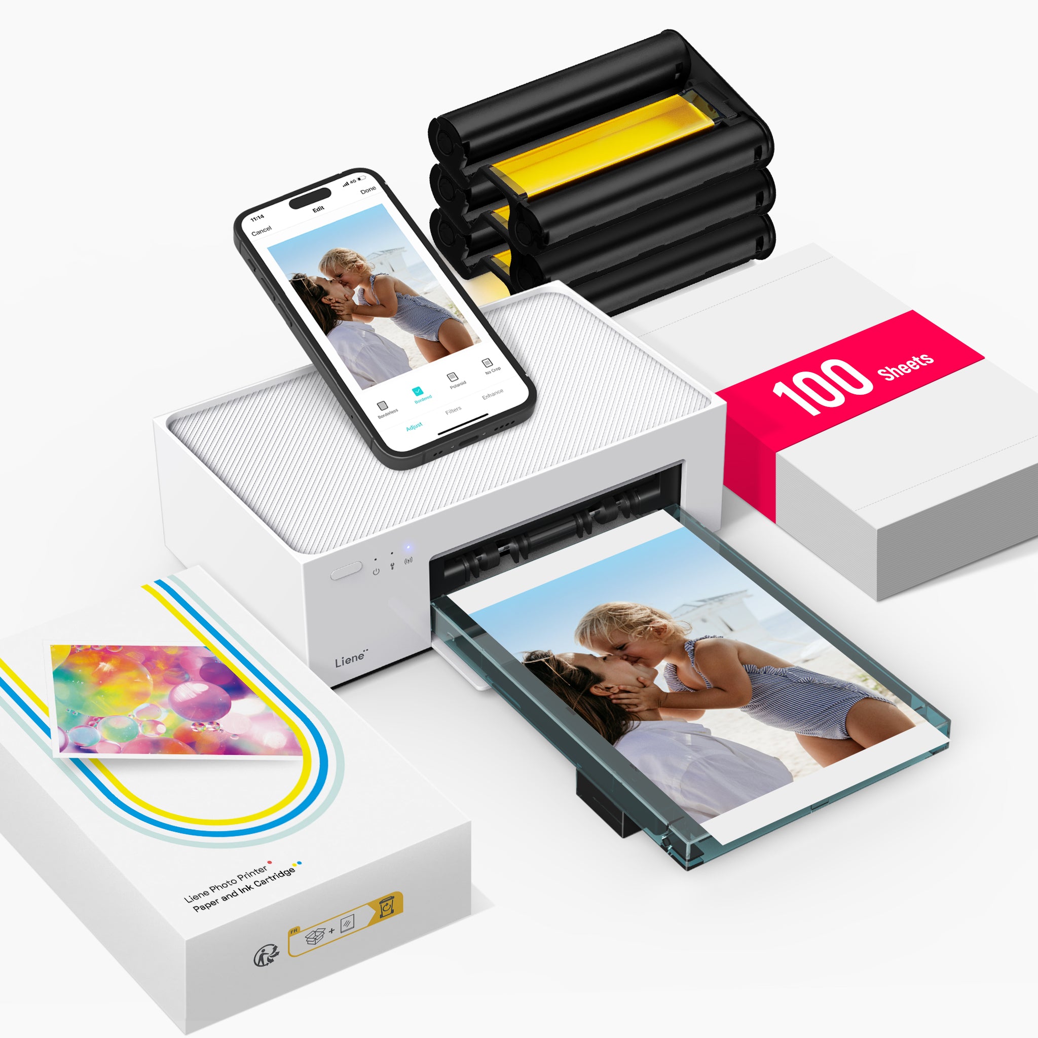 Amber 4x6" Instant Photo Printer M100 (100 Sheets + 3 Cartridges)