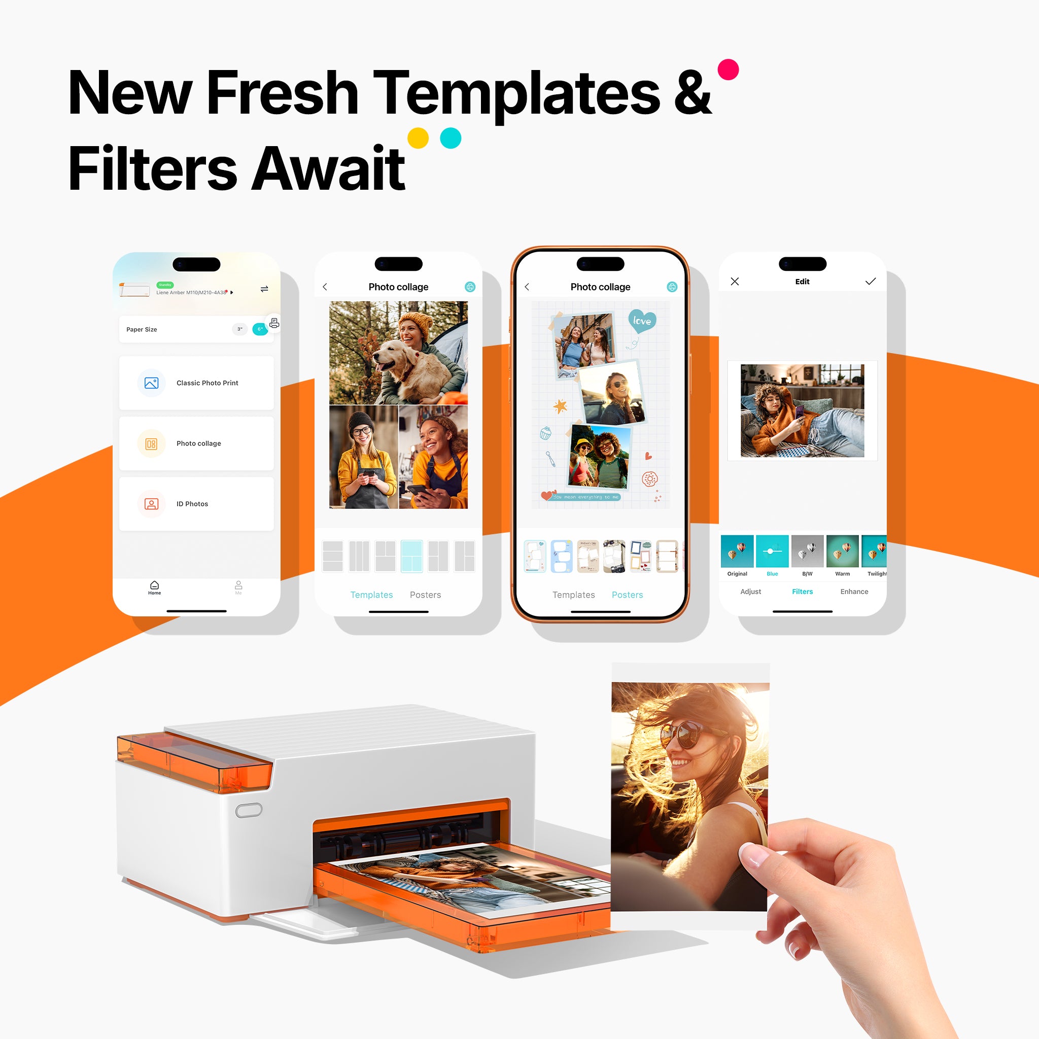 Amber M110 Instant Bluetooth Photo Printer (60 Sheets 4x6" Paper & 20 Sheets 3x3" Sticker Paper)