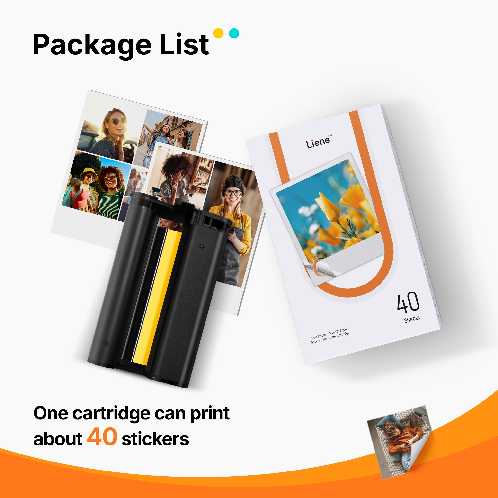 Amber M110 & M210 3x3″ Sticker Paper 40 Sheets & 1 Cartridge