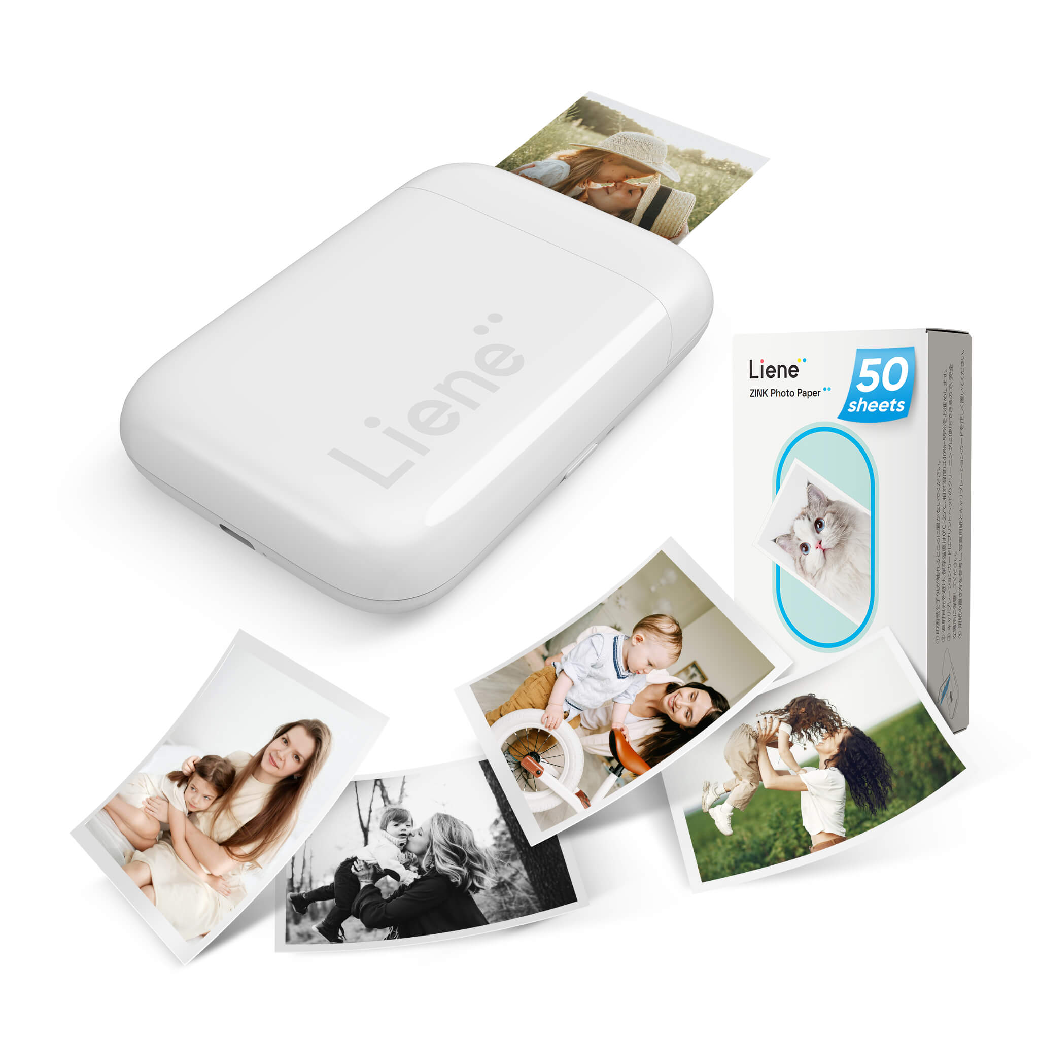 Liene Pearl K100 2x3" Portable Photo Printer - White (50 Zink Photo Papers)