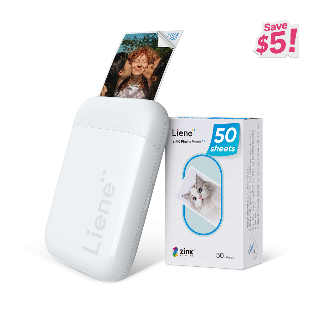 Liene Pearl K100 2x3" tragbarer Fotodrucker - Weiß (50 Zink-Fotopapiere)