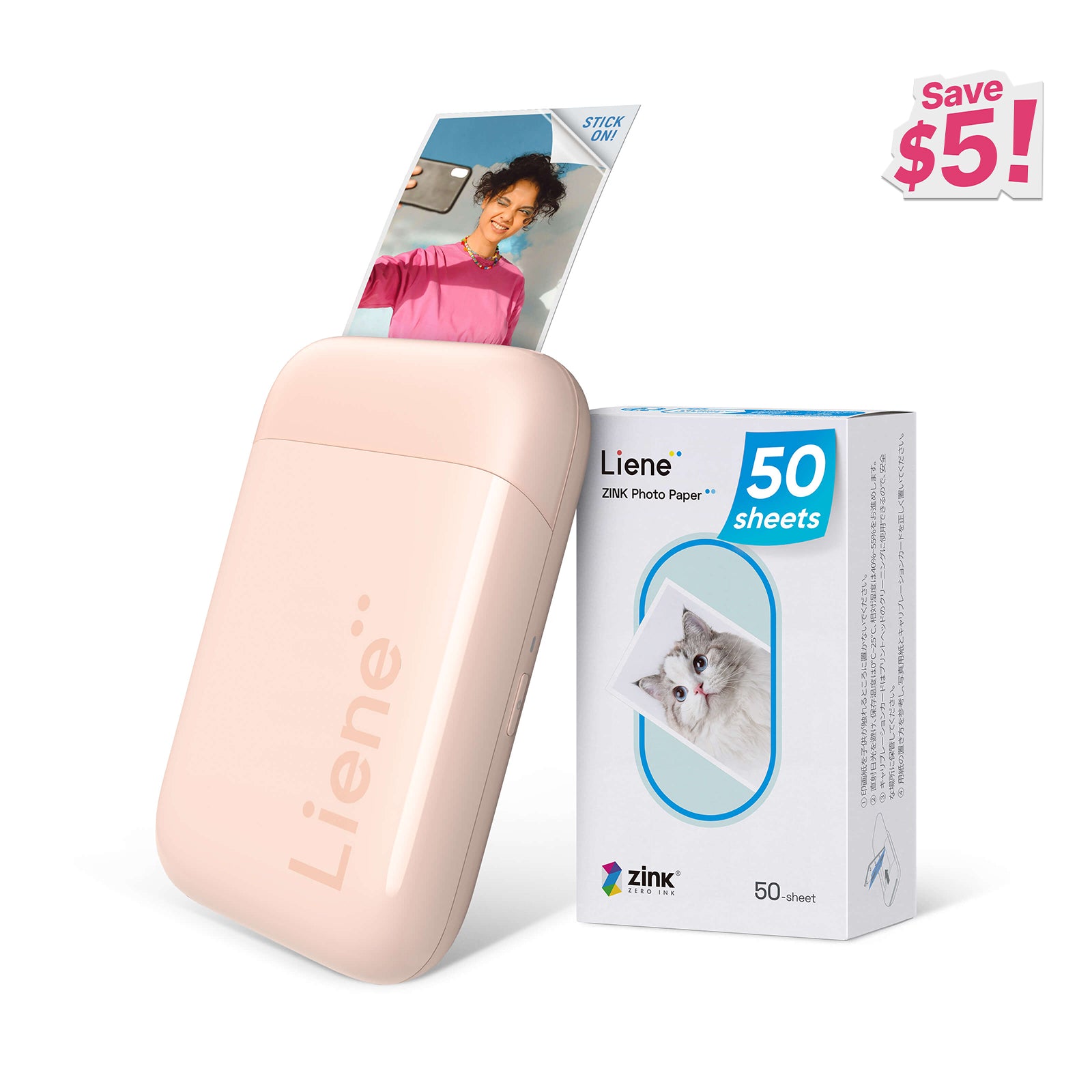 Pearl K100 2x3" Portable Photo Printer - Pink (50 Zink Photo Papers)