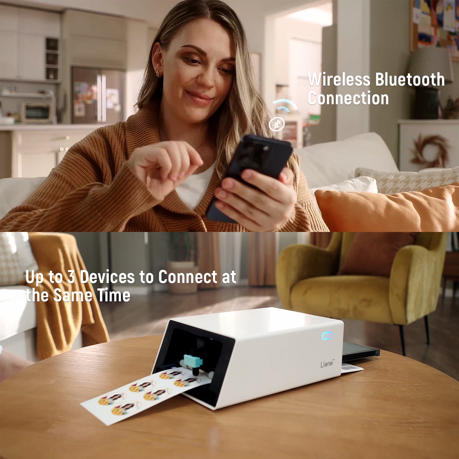 Wireless Bluetooth Connection+Up to 3 Devices to Connect at the Same Time