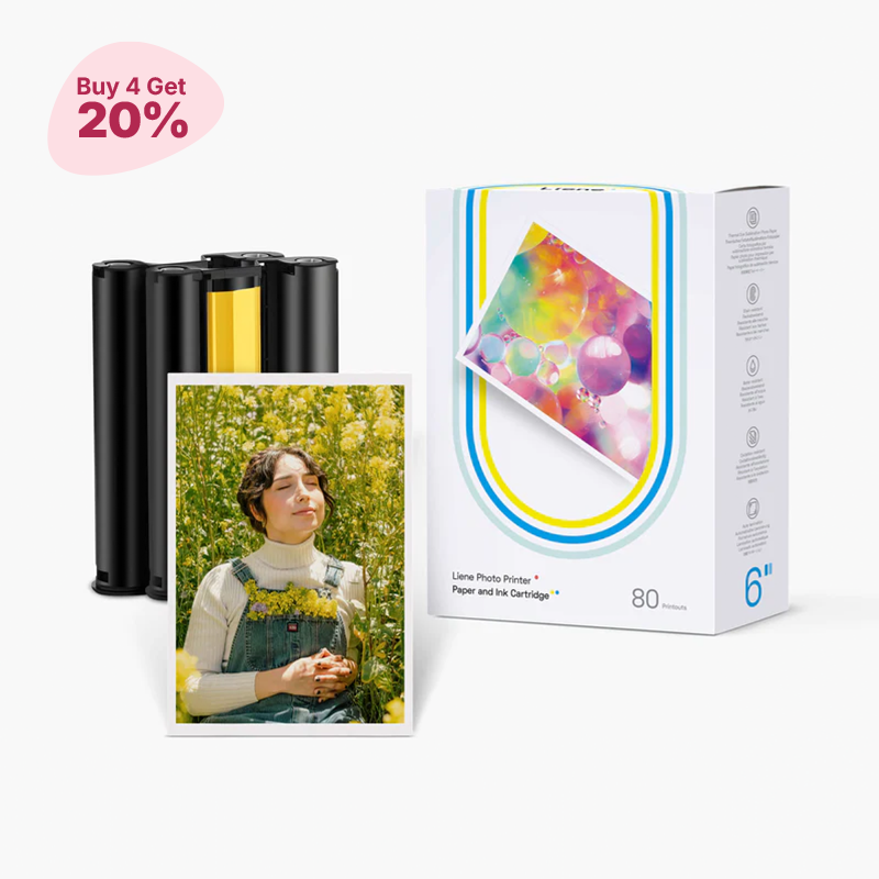 Liene Ambre 4x6" Papier pour imprimante photo 80 feuilles et 2 recharges de cartouches d'encre