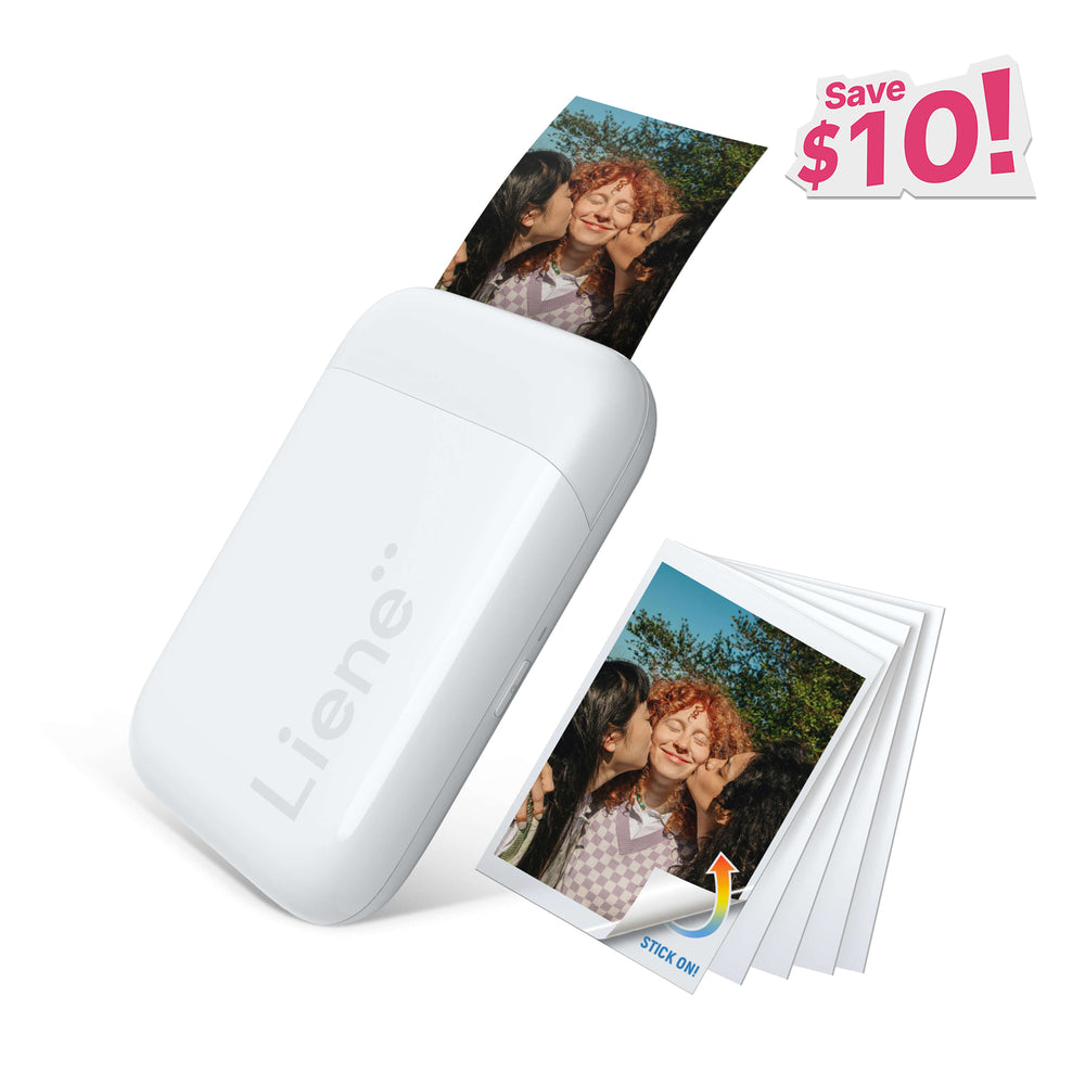 Liene Pearl K100 2x3" tragbarer Fotodrucker - Weiß (5 Zink-Fotopapiere)