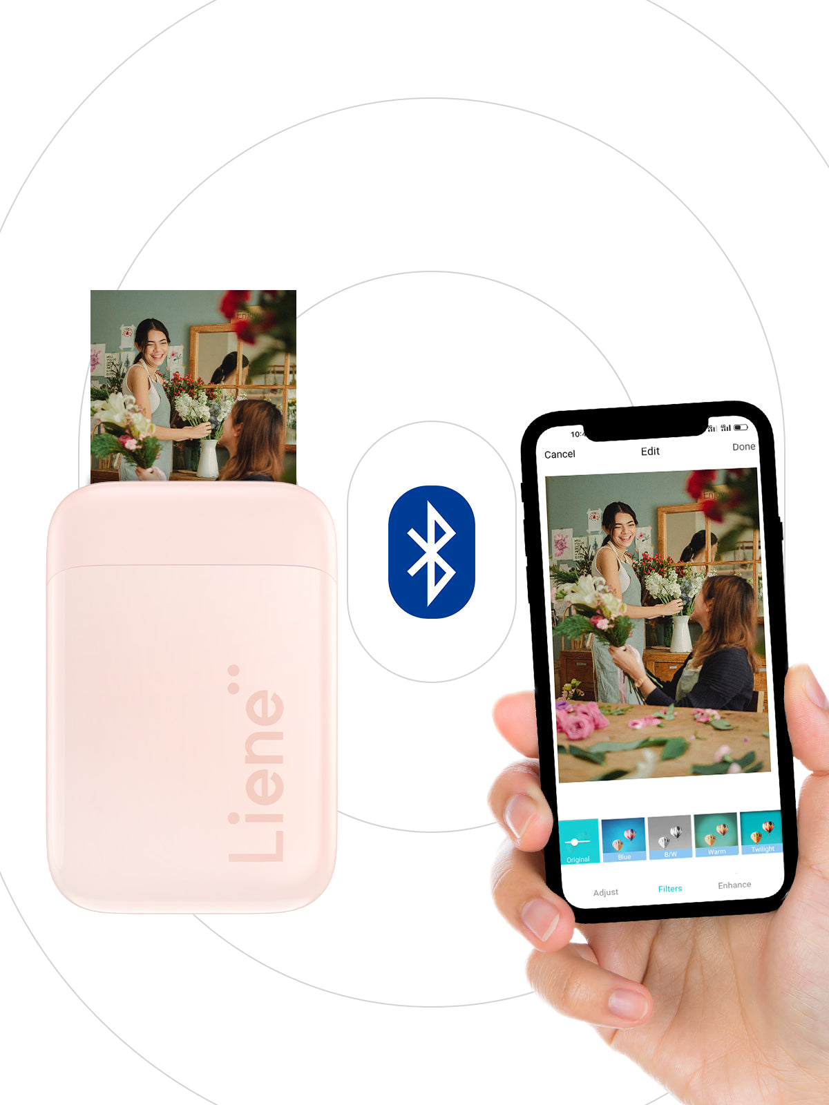 Liene Pearl photo printer enables fast printing by connecting to Bluetooth 5.0