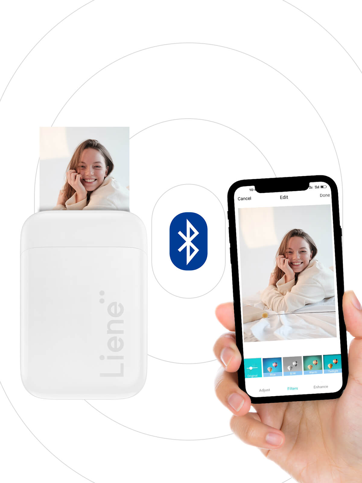 Liene Pearl photo printer enables fast printing by connecting to Bluetooth 5.0