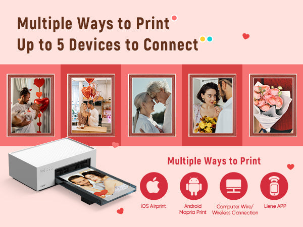 multiple ways to print up to 5 devices to connect