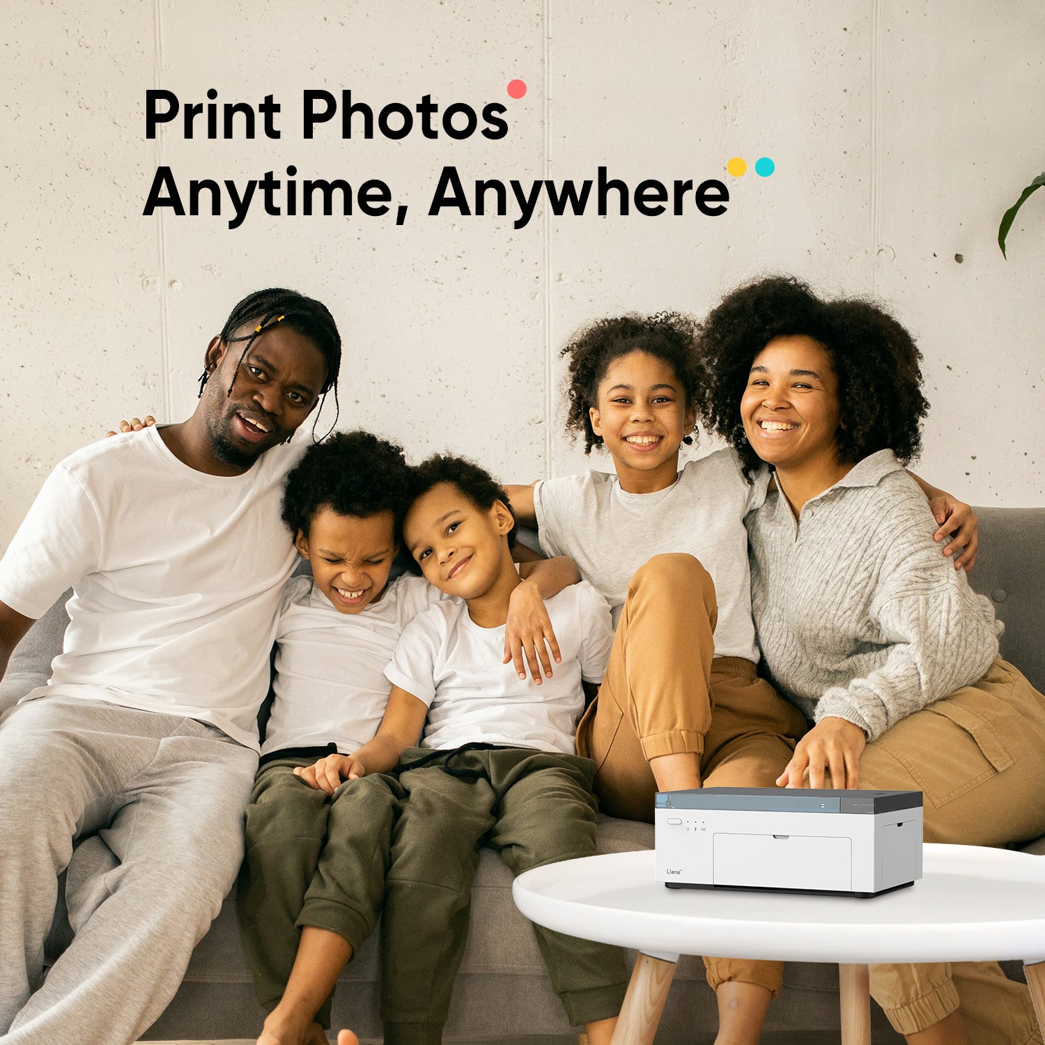 A family print photos at home