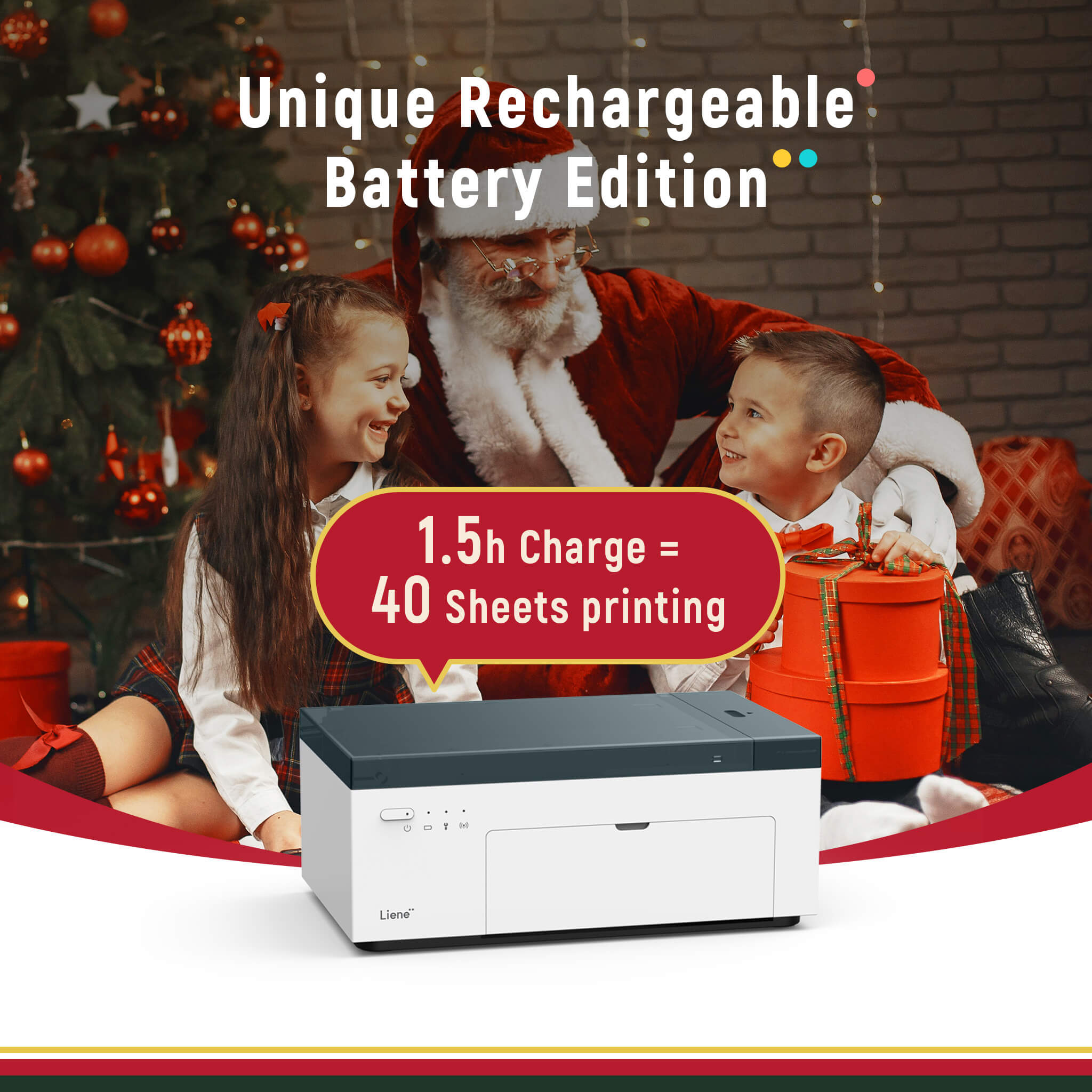 Liene Amber Instant Photo Printer White Built-in Rechargeable Battery