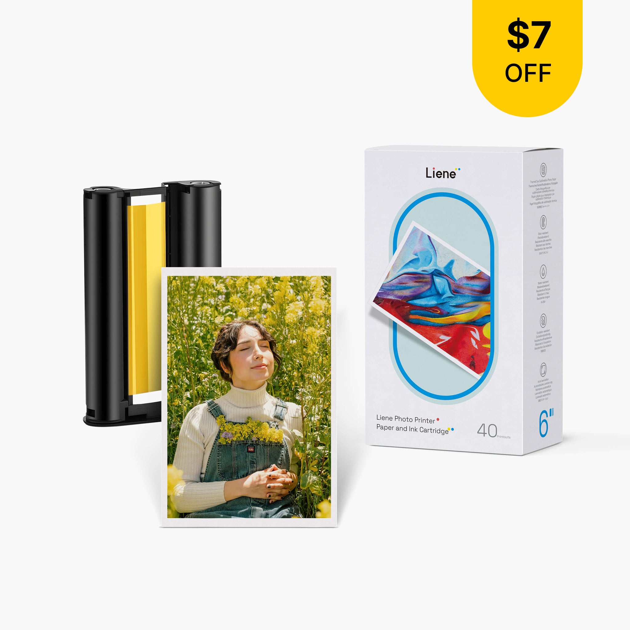 Amber 4x6" Photo Printer Paper 40 Sheets & 1 Ink Cartridge Refill