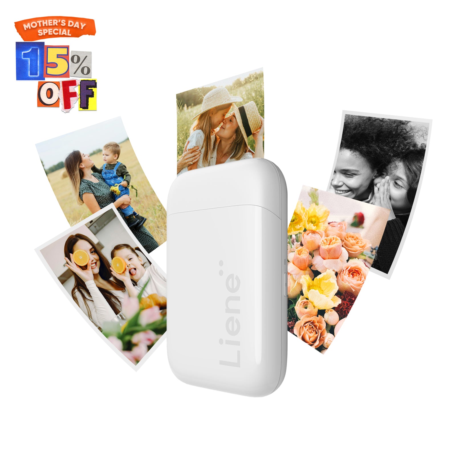 Liene Pearl K100 2x3" Portable Photo Printer - White (5 Zink Photo Papers)