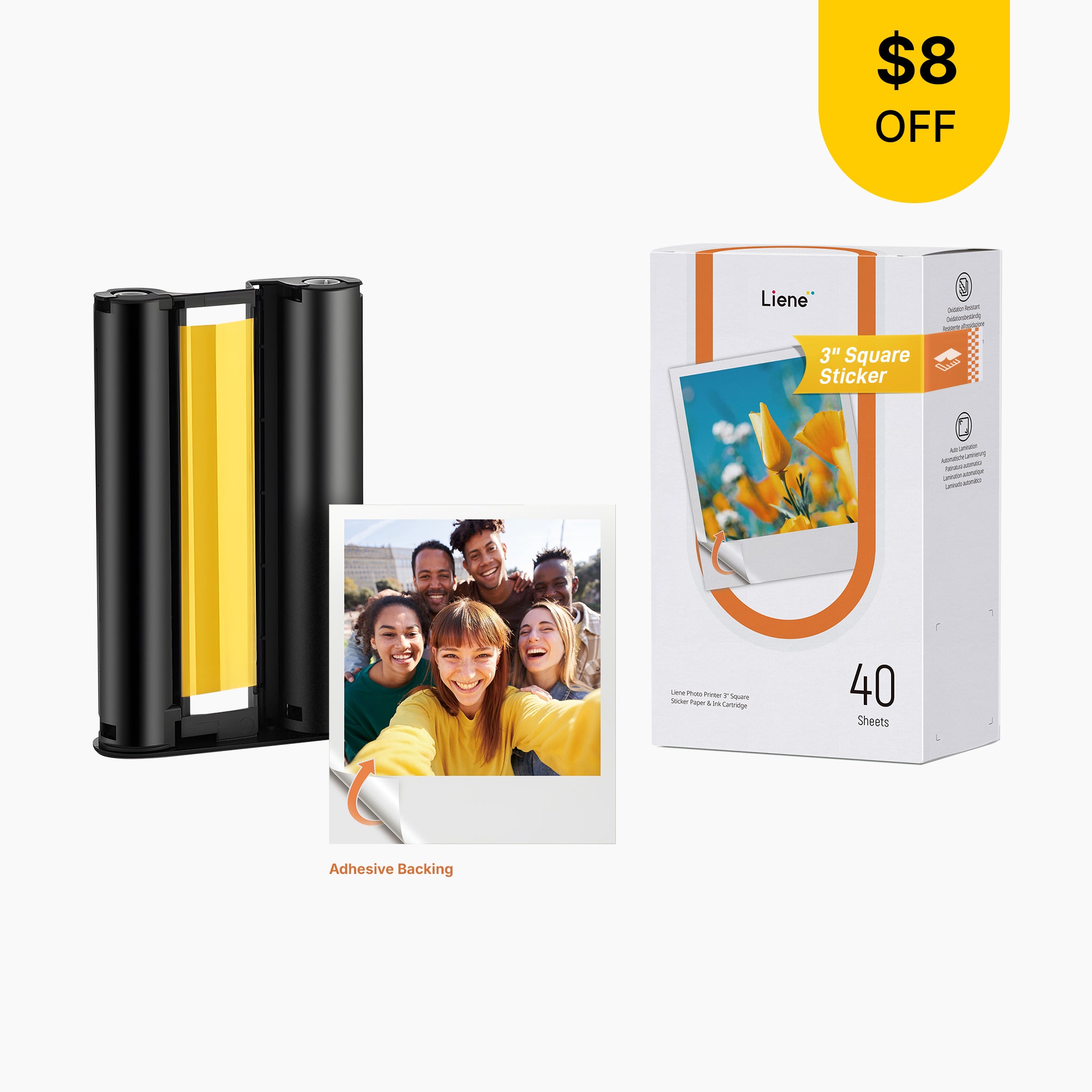 Amber M110 & M210 3x3″ Sticker Paper 40 Sheets & 1 Cartridge