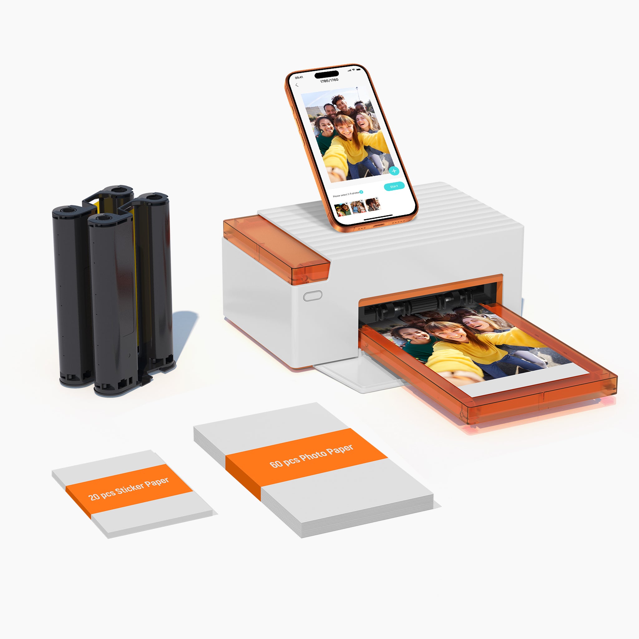 Amber M110 Instant Bluetooth Photo Printer (60 Sheets 4x6" Paper & 20 Sheets 3x3" Sticker Paper)